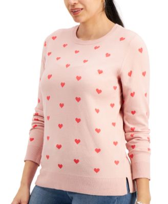 Style ☀ Co Heart-Print Pullover Sweater ...